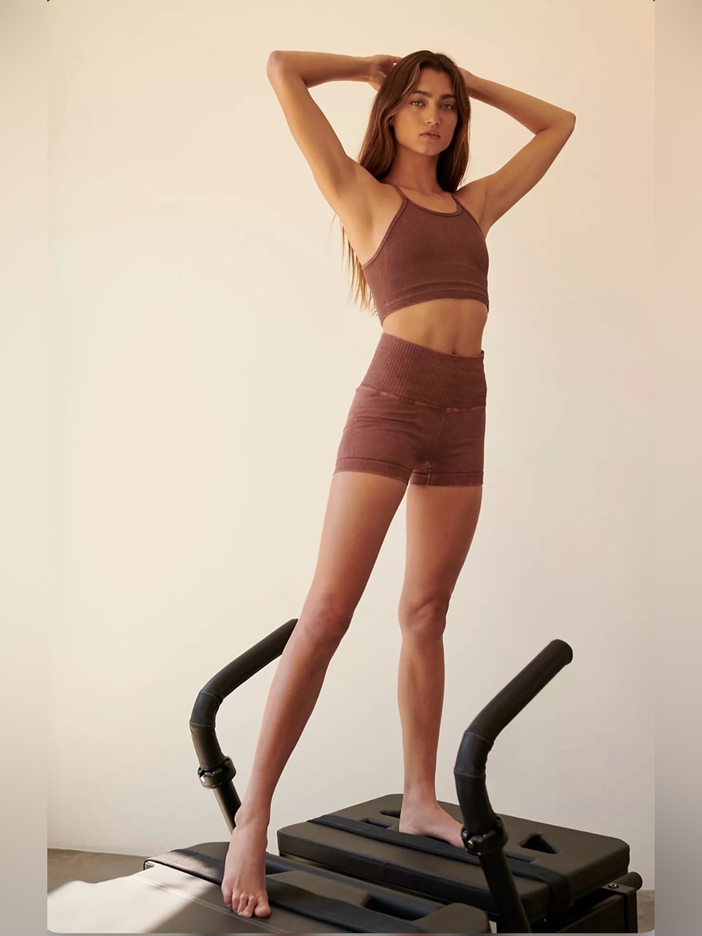 NWOT! FP: MOVEMENT by FREE PEOPLE GOOD KARMA RUNNING SHORT SHORTS BROWN M/L